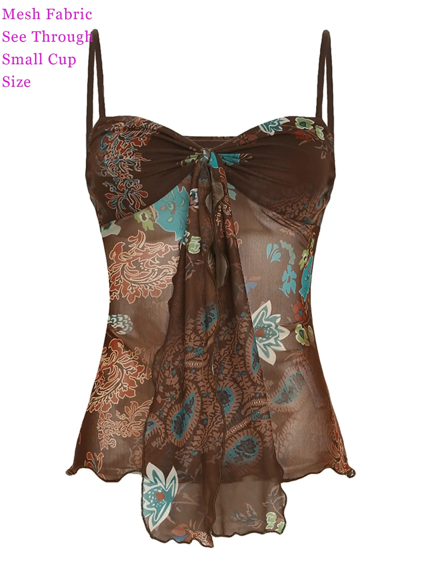 Women's Boho Fashion Casual Fitted Sleeveless Square Neck Floral & Paisley Print Cami Top, Vintage Casual Sleeveless Spaghetti Strap Top for Summer, Women's Clothing for Daily Wear, Floral Print Camisoles