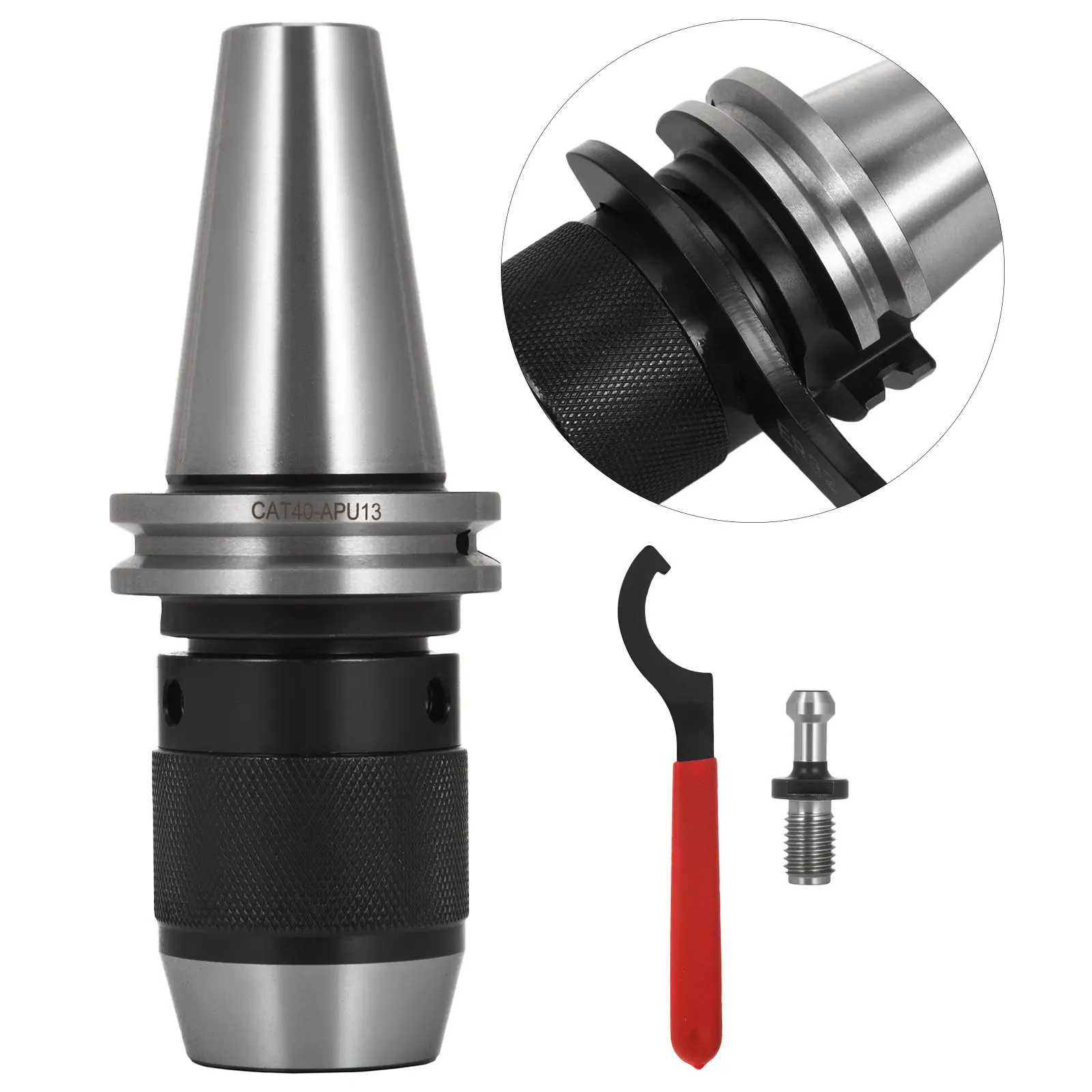 【Summerfinds】VEVOR Integrated CAT40 Collet Chuck Keyless Drill Chuck 1/2 inch for CAT40 CNC Engraving Machine & Milling Lathe Tool (CAT40)