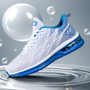 Men's Light Blue Closed-Toe Athletic Trainers - Breathable, Lightweight, Non-Slip Road Running Shoes for Gym Training