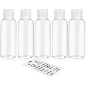 5 Pack 3.4oz Empty Plastic Travel Bottles for Toiletries TSA Approved Leak Proof Squeezable Travel Size Containers Travel Essentials Accessories, clear