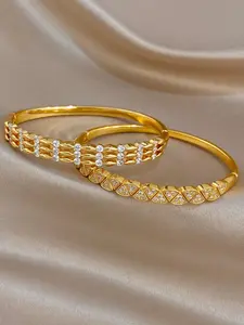 2Pcs Women's Elegant Versatile Bangles Bracelet, 2026 Spring Trend Outfit Bracelet, Fashion Jewelry As Gift for Friends, Stackable Cuff Bracelet, Bracelet Combination Set