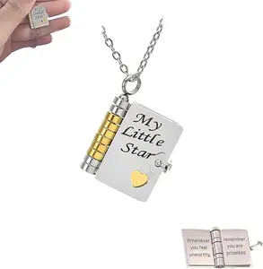 gift-ready packaging gift Adjustable Book Necklace for Daughter - "My Incredible Book" Pendant with 6 Engraved Pages, To My Daughter Meaningful  Gift from Mom and Dad neck
