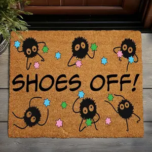 Shoes Off Doormat, Funny Welcome Front Door Decor, Coco Fiber Mat, Home Entry Decoration, Front Porch Doormat, Patio Floor Accessory