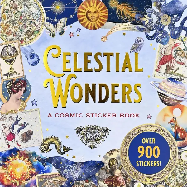 Celestial Wonders Premium Children's Craft Sticker Album - Paperback Scrapbooking Supplies, 900+ Assorted Celestial Beings & Zodiac Signs, Vintage Mix DIY Sticker for Kids' Art, Cosmic Crafting