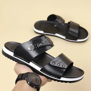 Men's PU Fashion Slide Sandals - Lightweight Slip-On Open-Toe Shoes, Non-Slip Footwear for Summer Casual Everyday & Beach Use, Shoe