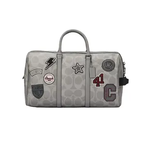 COACH Venturer 45 Travel Bag with Monogram Accents and Mixed Leather for Men in Gray-Bronze