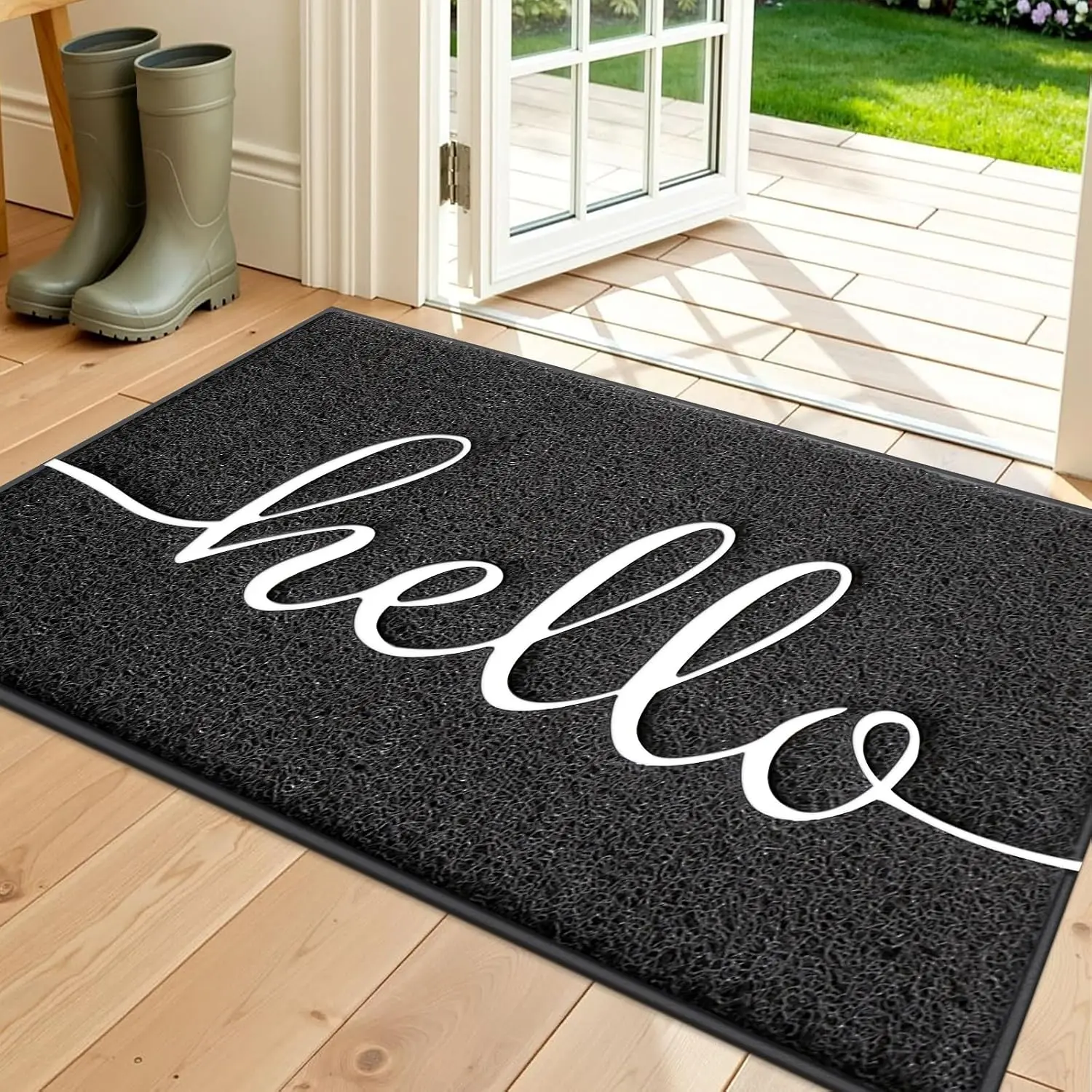 30"x17.5" Low-Profile Non-Slip Welcome Door Mat - Textile Floor Rug for Entryway, High-Traffic Areas