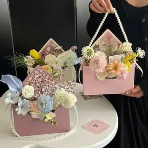 DIY Valentine's Day Envelope Flower Box Full Kit, Gift Envelope Flower Bouquet Box, Flower Arrangement Box for Lover, Friend, Best Friend, Valentine's Day Gift (Excluding bouquet)