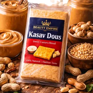 Kasav Dous Haitian Cassava Snack 1 Pack with Cassava Flour Grated Coconut & sugar  Flavor