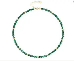 Malachite & Gold Beaded Necklace