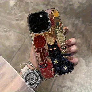 High-quality laser phone case with a black cat 'Eye of the Soul' design, perfect as a holiday or birthday gift. Compatible with iPhone 17/16/15/14/13/12/11/X/XS/XS Max/XR/16E/7P/8P, a festive gift for friends, family, or yourself., Cover, Accessories, Sma