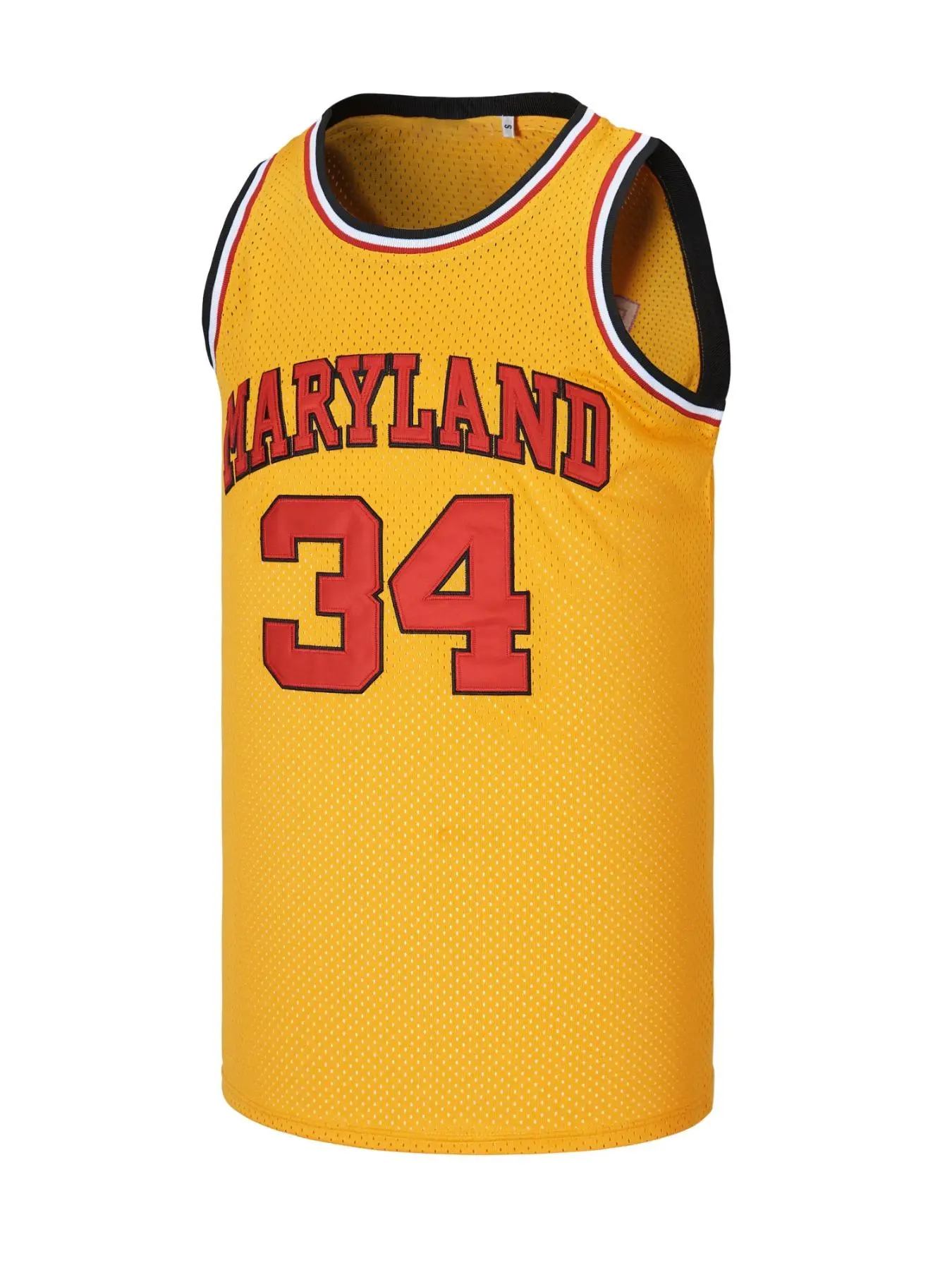 Men's Len Bias #34 Retro Yellow All-Stitched College Basketball Jersey - Breathable, Lightweight Polyester, S-XL Sizes for Sports, Athletic Tops, Sports Tops, Apparel Jersey, Male