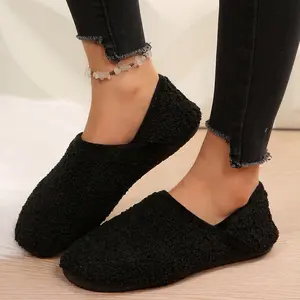 Ladies' Warm Fuzzy Slippers Comfy Fleece Lined Slip-On Indoor Outdoor House Shoes for Home & Travel