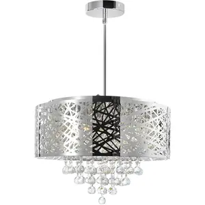CWI Lighting Eternity 9 Light 22 inch Chrome Drum Shade Chandelier Ceiling Light 5008P22ST-R