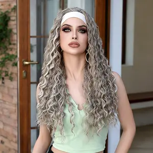 13x4 Wig — Deep Wave Synthetic Wig, Ombré Design, Pre-Plucked Hairline, Curly Style, Glueless Wear, Designed for Women.