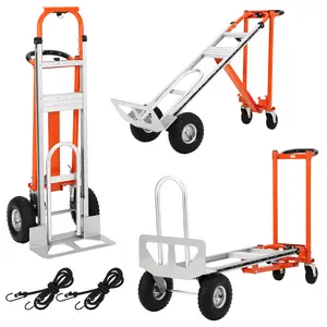 3 in 1 Convertible Hand Truck Dolly, 770/800 LBS Capacity Aluminum Folding Trolley with Stair-Climbing Wheels & Elastic Straps, Collapsible Utility Trolley for Home, Office, Warehouse, Supermarket