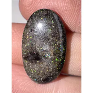 8ct Australian Andamooka Black Matrix Rainbow Opal Gemstone Cabochon 22x13