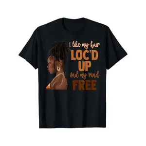100% Cotton Summer T Shirts I Like My Hair Loc'D Up Graphic T-Shirt - Casual Tee With Inspirational Quote, Regular Fit Short Sleeve Round Neck, Machine Washable T-Shirt For Men and Women