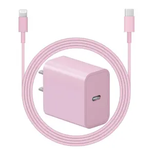 Fast Charger for iPhone 20W USB-C Wall Adapter with 6FT Cable – Super Fast Charging for iPhone 14/13/12/11 Series & iPad – Pink