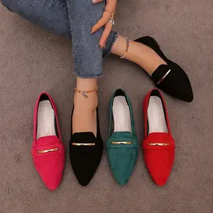 Elegant Lightweight Point Toe Flats - Women's Solid Color Daily Loafers Slip On Walking Shoes