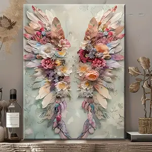 1pc with frame -- Angel Wings Theme Canvas Wall Art Framed Clearance Sale, 2D Flat, Suitable for Easter, Mother's Day, Winter and Summer, Luxury Indoor Decoration for Him/Her, Bedroom, Living Room, Bathroom, Home Office Room Aesthetic Decor Poste