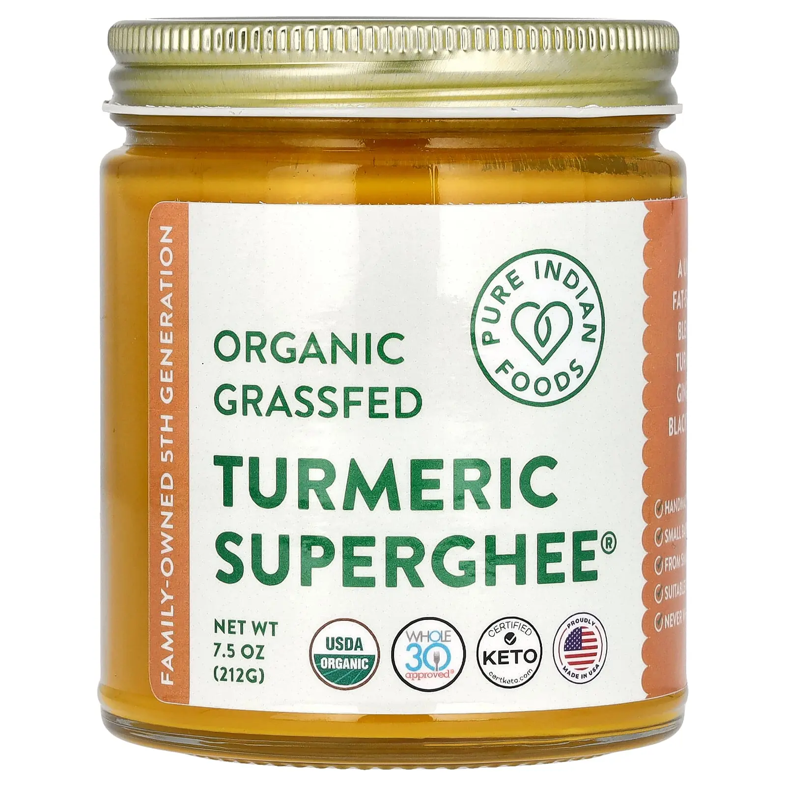 Pure Indian Foods OrganicTurmeric Superghee, 7.5 oz (212 g)