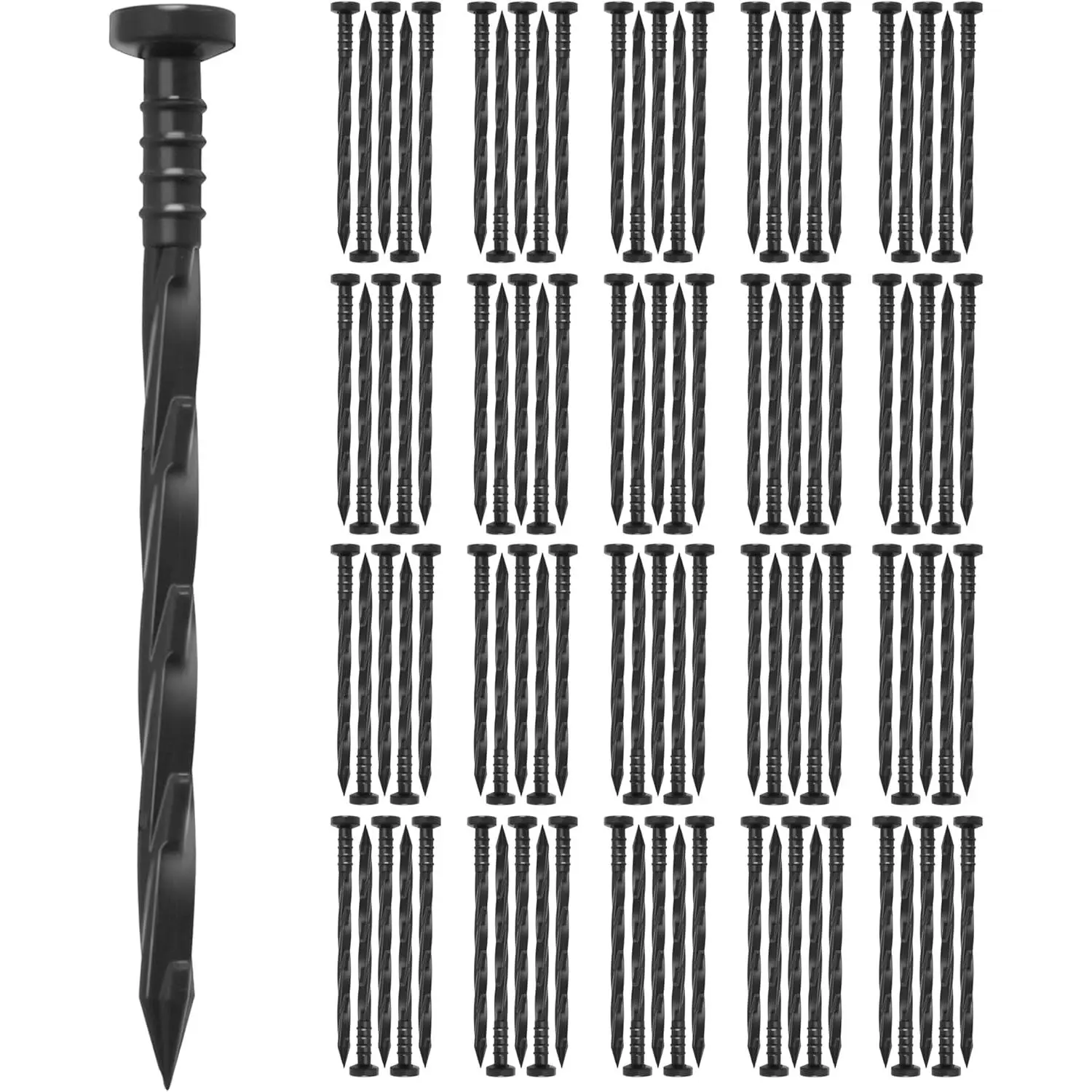 100 count Landscape Edging Anchoring Spikes, 6 inches Yard Lawn Paver Edging Stakes for Weed Barrier, Garden Fence, Artificial Turf