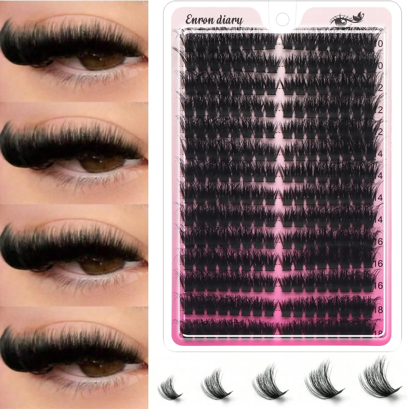 224 Pcs 100D Faux Mink Eyelashes, 14 Rows Natural 10–18 mm Mixed Individual Lash Extensions, 3D Russian Strip-Style Eyelash Clusters, Curl Cluster Lashes, Cat-Eye, Fluffy, Easy to Apply, Cosmetic false lashes, Synthetic Eyelash Extensions