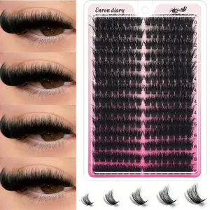 224 Pcs 100D Faux Mink Eyelashes, 14 Rows Natural 10–18 mm Mixed Individual Lash Extensions, 3D Russian Strip-Style Eyelash Clusters, Cat-Eye, Fluffy, Easy to Apply, Great as Gifts