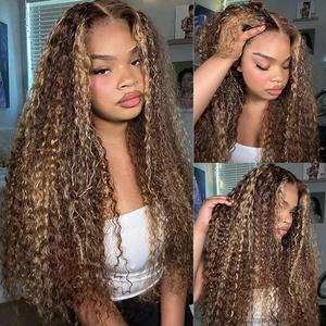 ZLIKE Highlight 13x4 Water Wave Transparent HD Lace Front 180% Density Wig Ombre Honey Blonde Curly wigs Human hair for Women #SummerVibes