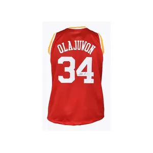 Hakeem Olajuwon Signed Custom Houston Basketball Jersey Red (JSA)