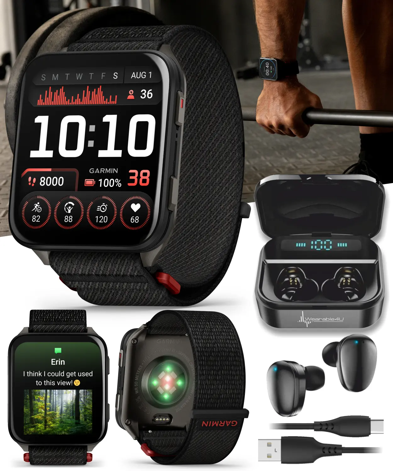 Garmin Venu X1 Thin & Lightweight GPS Smartwatch - AMOLED Display, Titanium Comfort-Fit Nylon Band, Speaker, Smartphone Compatible, Fast Charging for Wearable Devices, Health Monitoring (Wearable4U)