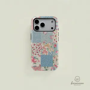 SUZIE Quilt Patchwork Phone Case | Protective Vintage cottage Premium Film 2 in 1 Phone Case - Durable, Shock Absorbing and Stylish Protection - Compatible with iPhone 17 16, 15, 14, 13, 12, 11, Plus, Pro, Pro Max, Perfect birthday gift for friends.