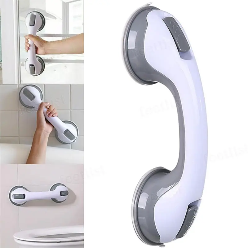 FEETLIST 12 Inch Gray Bathtub Grab Bar, Shower Handle for Seniors, Suction Cup Grip Bar, Safety Bar, For Bathroom Walls, Bathtub Toilet, Bedside, With Strong Gripping Device, For Injured, Handicapped, Seniors