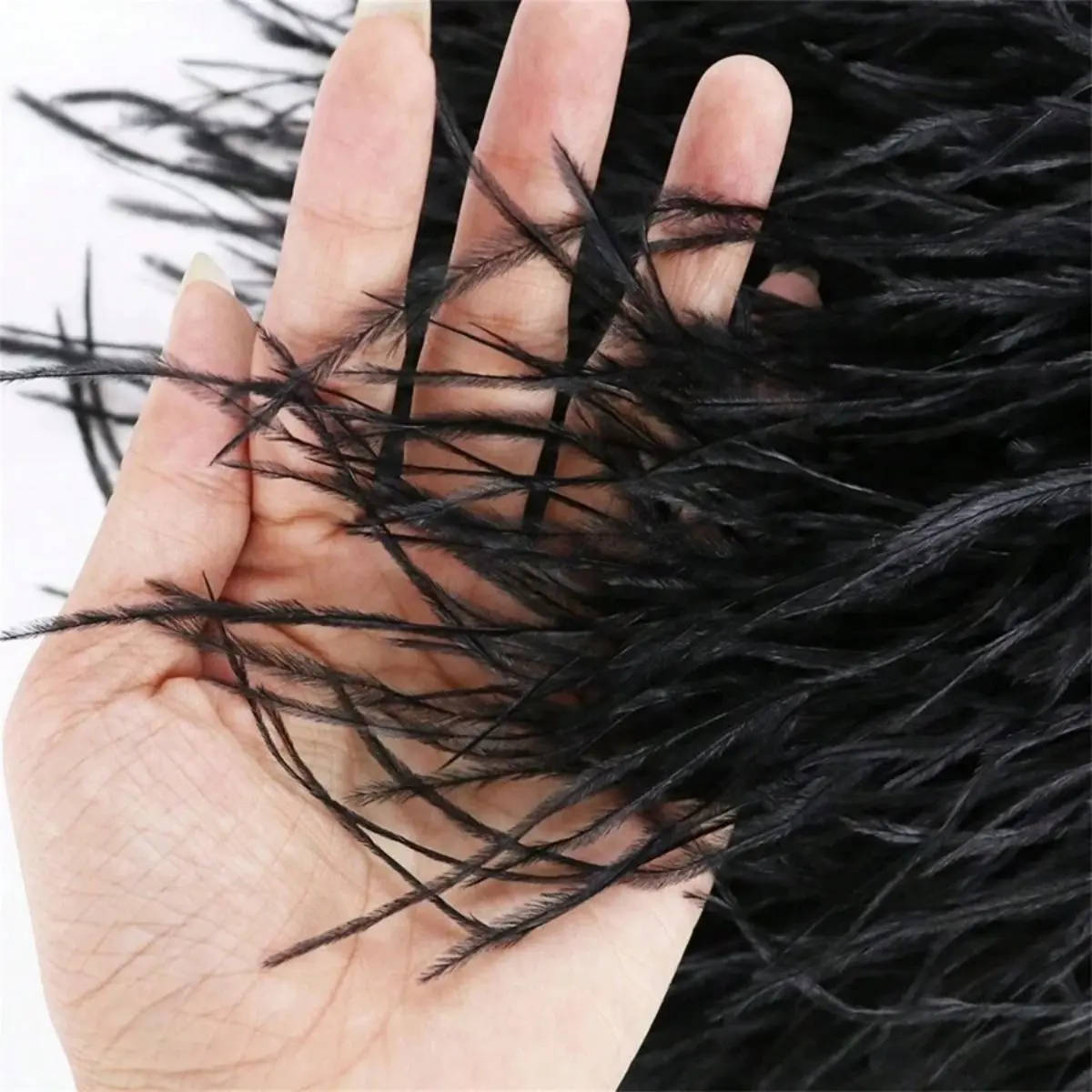 SyingFeather - 2 Yards (5–6 Inches) of Multi-Colored Ostrich Feather Fringe Trim (8–10 cm Wide) - Ideal Material for DIY Clothing, Hair Accessories, Dresses, Skirt Hems, Cuffs, Crafts, and Garment Decoration
