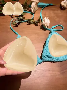 Reusable Self-Adhesive Bra Pads, Waterproof Bikini Chest Pads, Thick Invisible Push-Up Inserts, 2 Pack, Ideal for Swimming, Beach, Swimwear