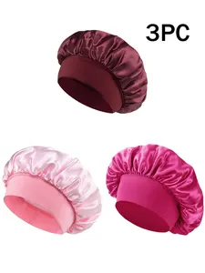 3pc Simple Solid Color Sleep Cap, Breathable Non-Impeding, Unisex Home Hat, High Aesthetic Comfort Fit, Casual Sleep Two-Use Hat