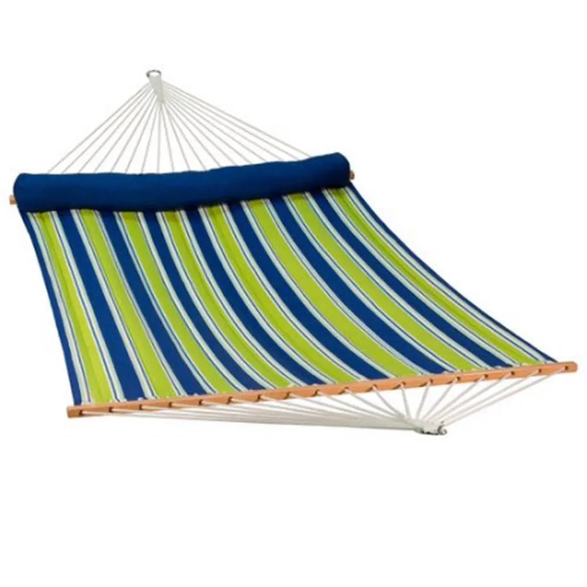 212 MAIN Reversible Striped Quilted Portable Outdoor Hanging Hammock, 13 ft, with Matching Pillow - Aarondace Ocean Stripe, Portable Hammocks, Hanging Hammock Hammocks