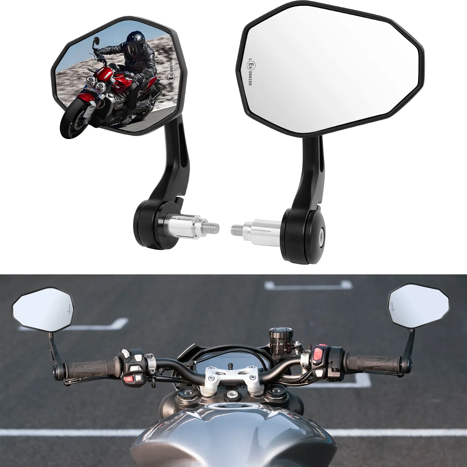 DREAMIZER Motorcycle Bar End Mirrors Black CNC Bar End Mirrors for Motorcycles Compatible with Honda Kawasaki Suzuki Scooter and More