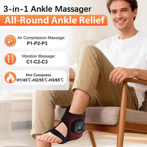 Three in one multifunctional ankle massager: airbag compression, vibration, hot compress |, 1200mAh rechargeable foot heating vibration massage, can be used at home and outdoors to relieve discomfort in the feet and ankles, suitable as a holiday gift