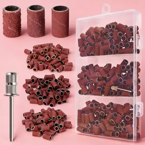 210pcs/75pcs 80#120#180# Grit Sanding Band & Nail Drill Bit Electric Manicure Machine Nail Polish Head Cutter For Electric Nail Machine, Salon Nail Care, Manicure Pedicure, Set, Nail Grinding Tool