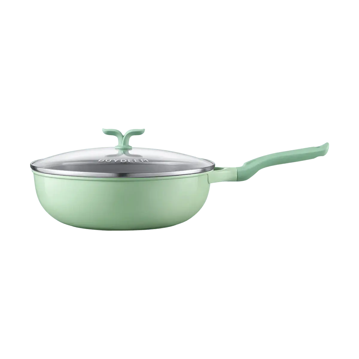 BUYDEEM 30cm Non-Stick Frying Pan Wok, Healthy Low-Smoke Stir-Fry Pan for Home Cooking, Spring Bud Green PL61/A1