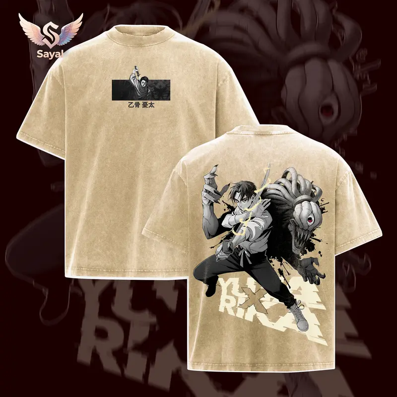Yuta x Rika Jujutsu Kaisen: Execution Cursed Love Movie Spirit Tee Oversized Washed Grey Cotton Anime Clothing Streetwear Y2K Retro Grunge Graphic Sayal Men Otaku Gift Essential Cyber Vintage Fall Outfits Gamis Merch JJK