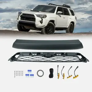 Front Bumper Grill Grille For 2020 -2024 year TOY  4RUNN Black W/LED + letters