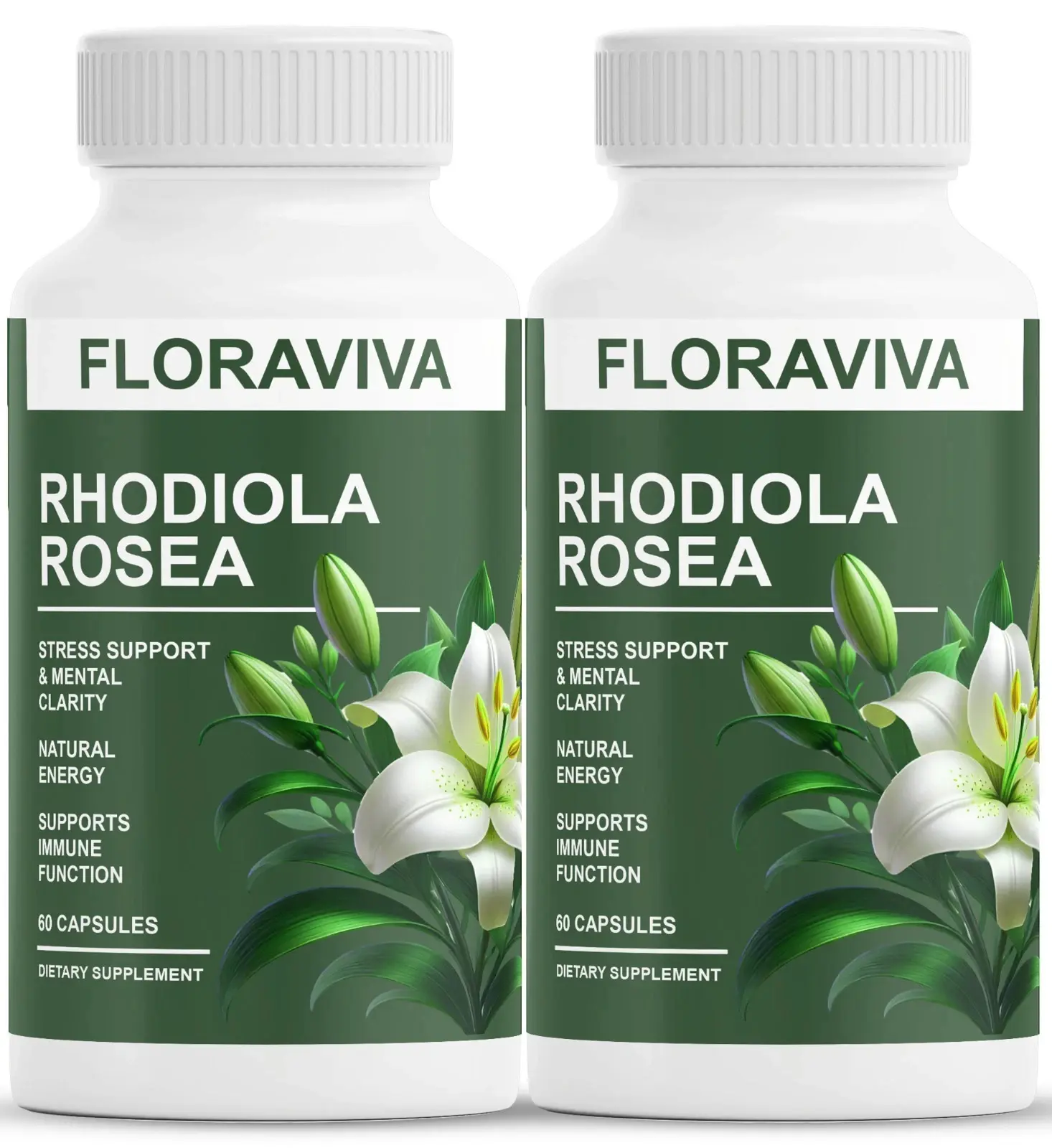 2-Pack Rhodiola Rosea Capsules - Floraviva for Energy, Focus, Mood