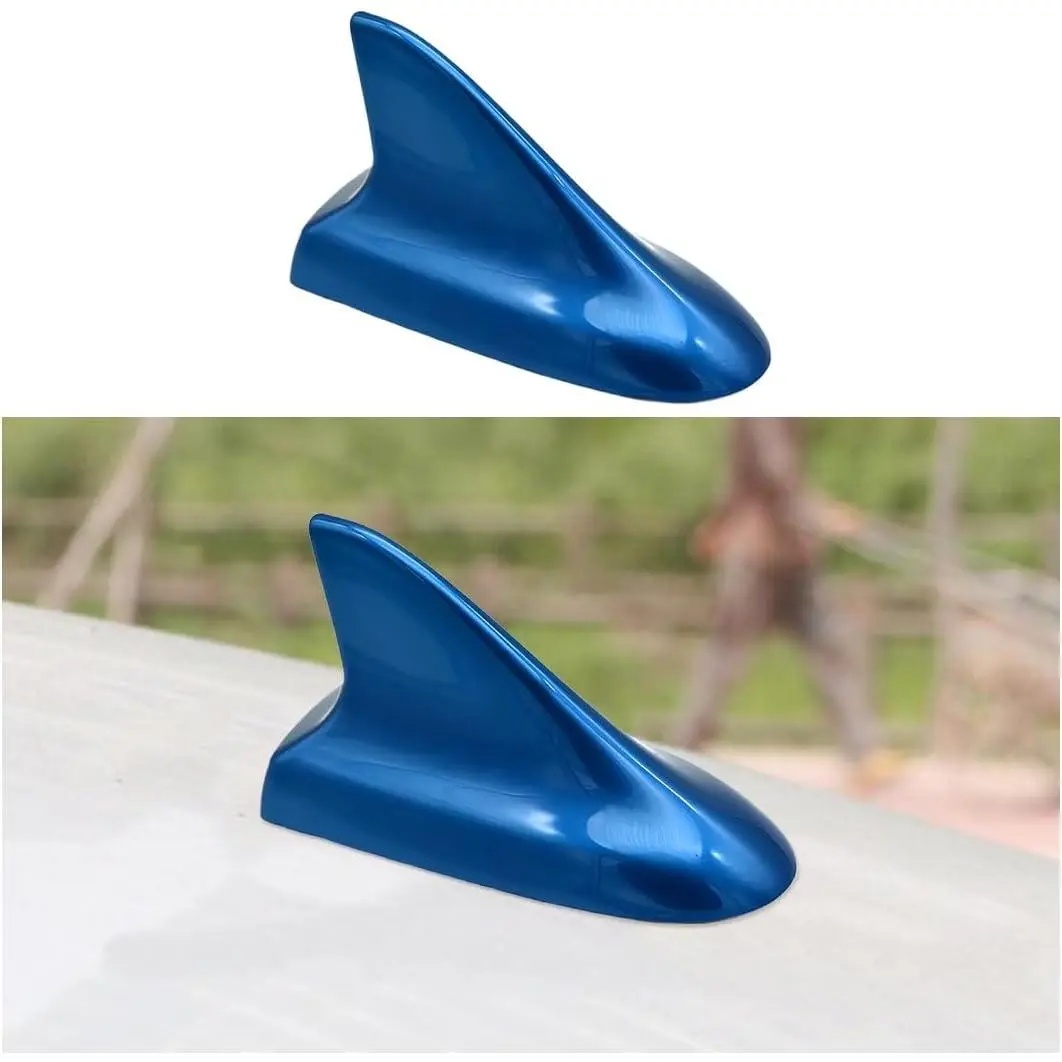 Car Shark Fin Antenna, Top Mounted Vehicle Dummy Roof Aerial, Automotive AM FM Radio Signal Roof Cover Base Replacement Decoration Accessories, Universal for SUV, Sedan, Truck(Blue)