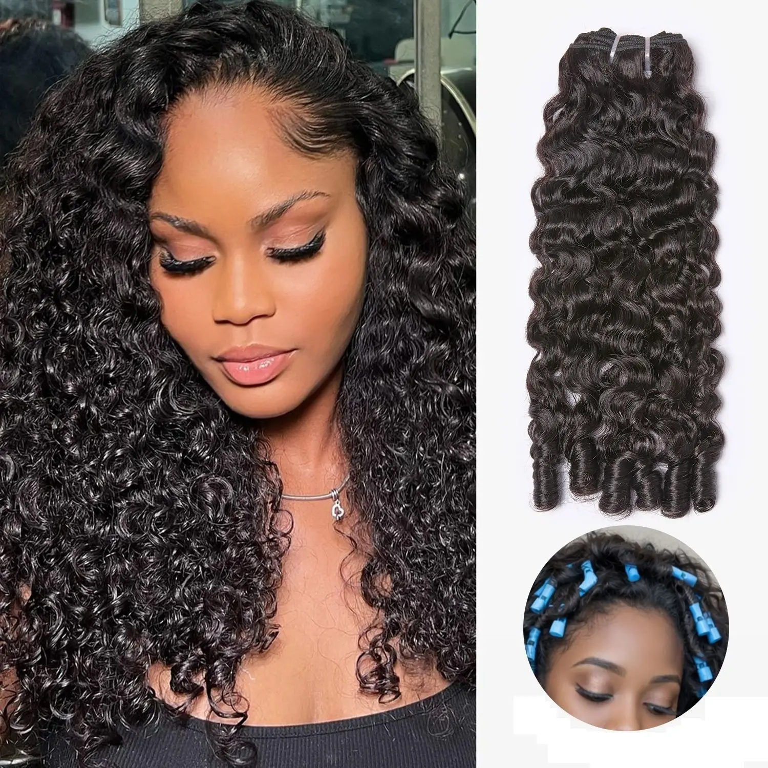 [Wequeen] Easy Blend Burmese Curly Hair Bundles 100% Human Hair 14-26 Inches Natural Curls for Black Queens Quick Weave & Glue-In Fulani Braids Budget-Friendly