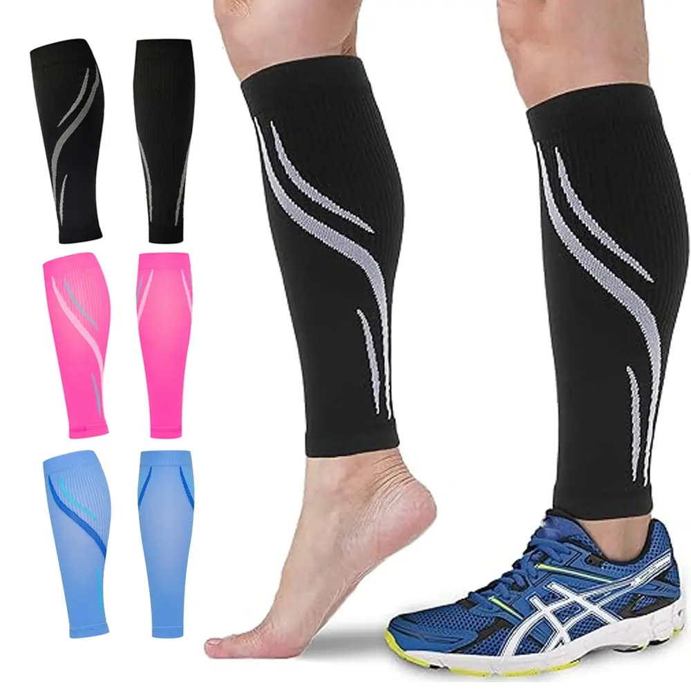 1Pair Calf Compression Sleeves for Men Women, Leg Compression Sleeve Support For Athlete Running Fitness Cycling Travel