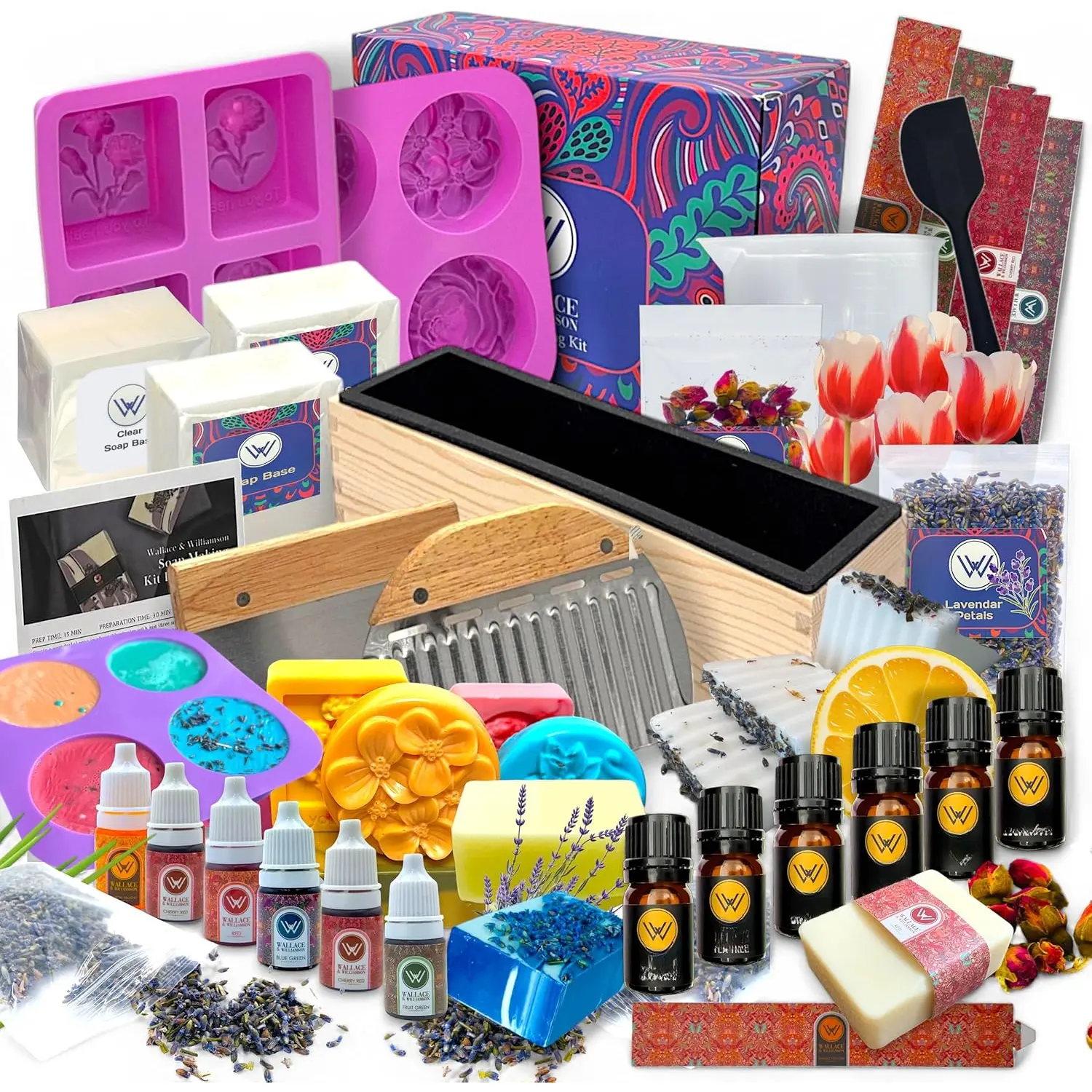 Adult Soap Making Kit for Beginners - High-Quality DIY Craft Kit with Melt-Pour Base, Box, Molds, Orange-Lavender-Eucalyptus Fragrances, Colorants, Soap Cutters for Homemade Bars & Gifting, Mint