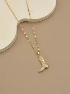 Women's Western Cowboy Boot Pendant Necklace, Boho Style Necklace, Stainless Steel Hollow Out Design, Vintage Unique Fashion Jewelry Accessory